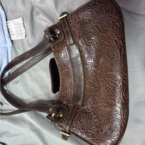 Elegant Brown Embossed Leather Tote